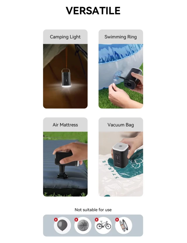 Mark Ryden Elektropumpe als Campinglampe, für Schwimmring, Luftmatratze und Vakuumbeutel